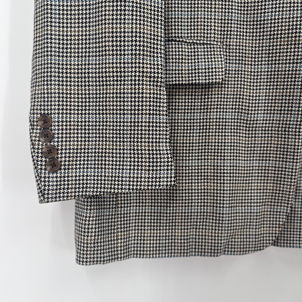 Chaps Houndstooth Blazer Silk Sport Coat Two Button Jacket 40R - Picture 2 of 11